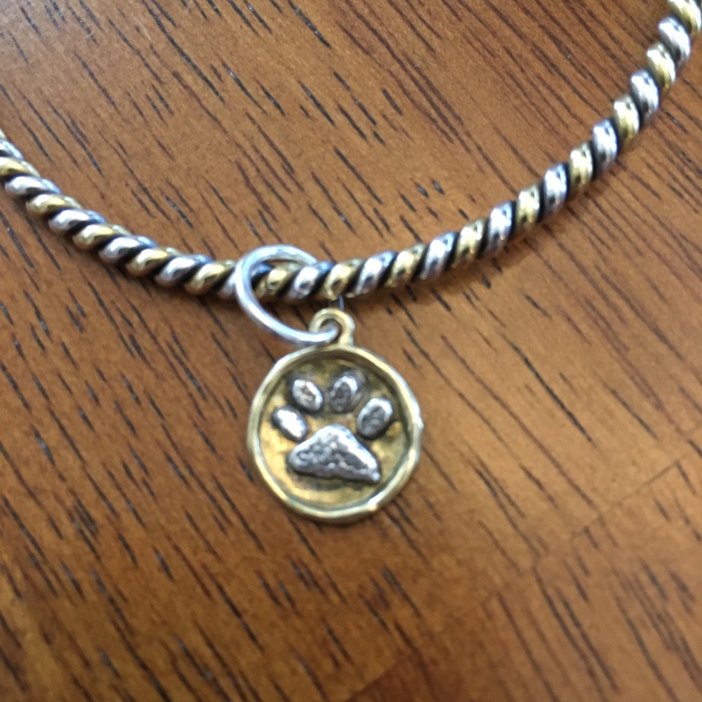 Waxing Poetic Sterling Silver & Brass Paw Print Charm